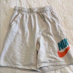 Nike Kids Gray Shorts with Blue and Orange Logo
